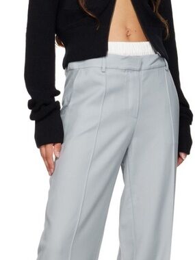 Aya Muse Pinched Seam Light Gray High-Rise Trousers
